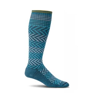(SOCKWELL) Women's Moderate Compression, CHEVRON 15-20 MMHG (Teal)